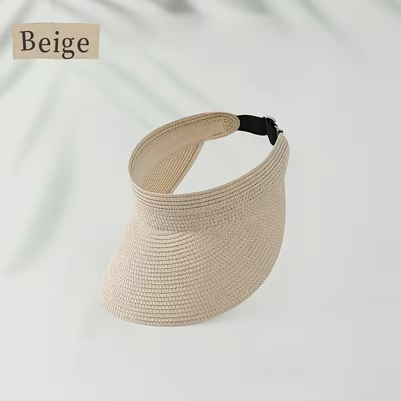 Beige Wide-Brim Sun Adjustable Hat