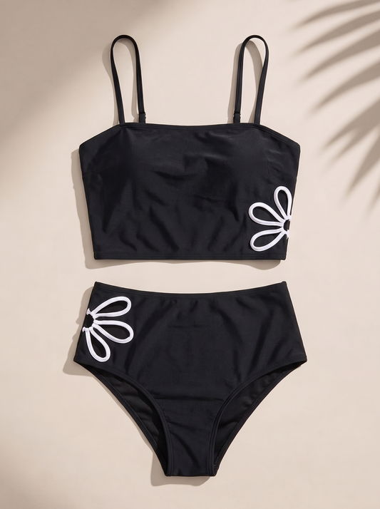 Fashion Floral Tankini Split Swimsuit