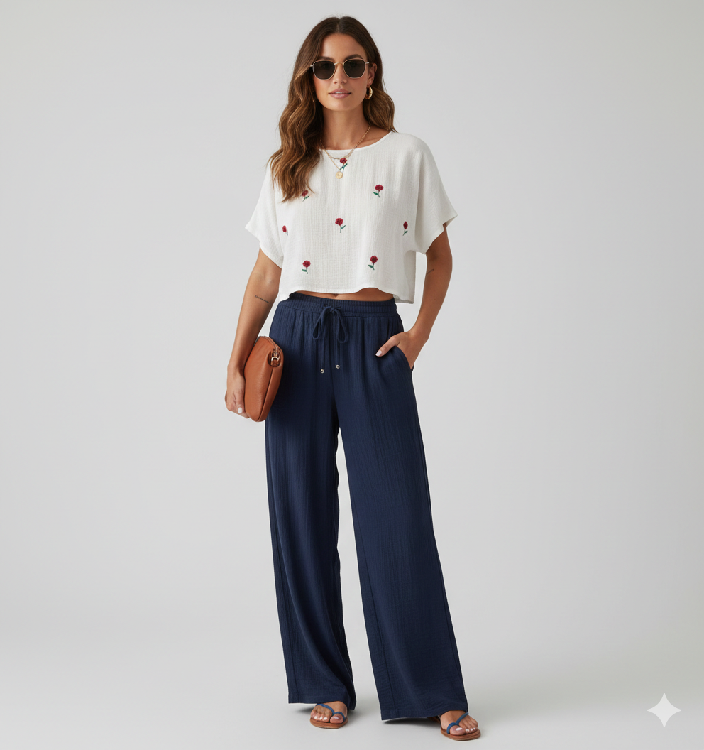Embroidery Detailed Cropped Top