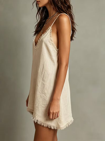 Women'S Fashion Tassel Trim Mini Cami Dress, Temperament Dress, Elegant Special Occasion