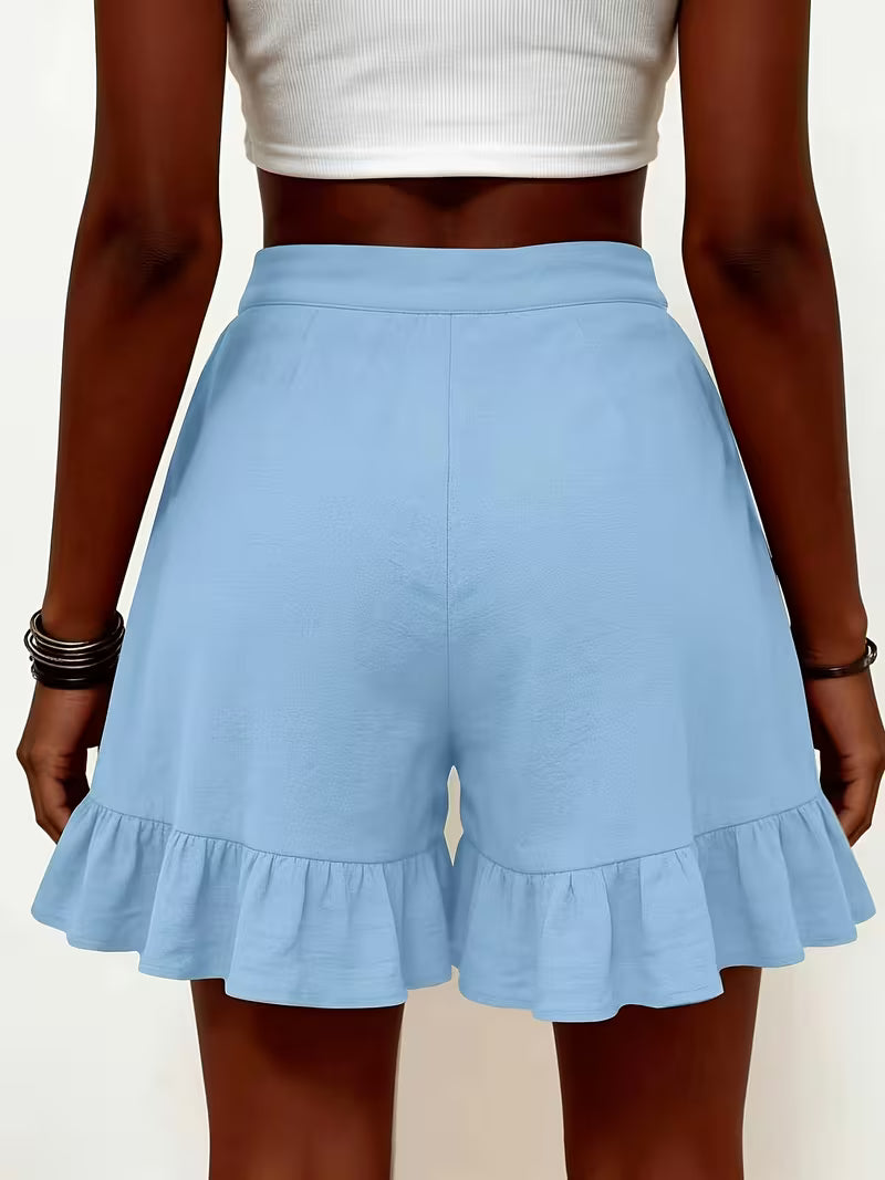 Ladies Loose Casual Ruffled Shorts