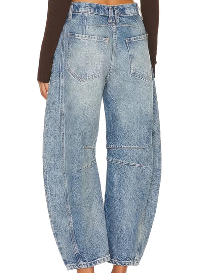 Wide Leg Stretch Contrast Pants Denim Jeans