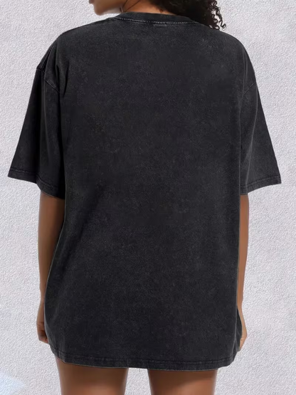 T-shirt Lemon Liqueur Inspired Vintage Pattern Print, Loose Drop-shoulder