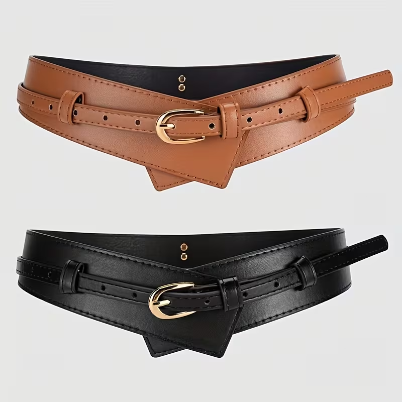 pack of 2 belt Women'S Versatile Faux Leather Belt -