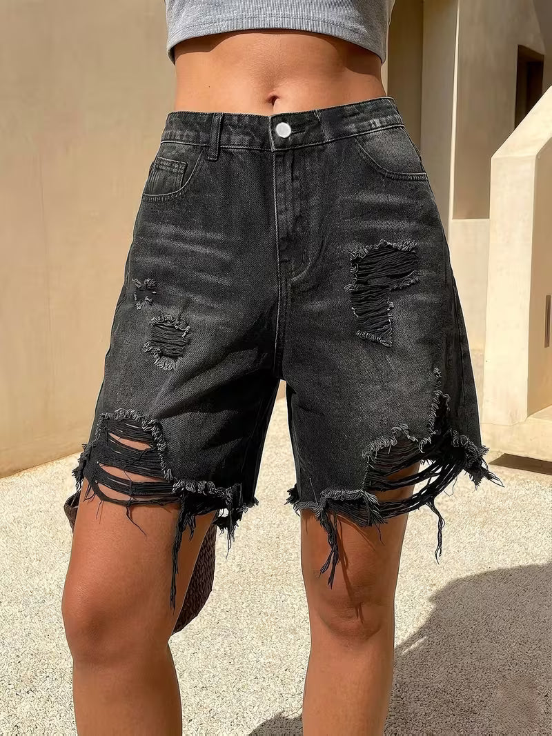 Women'S Distressed Casual Fashion Versatile Denim Shorts