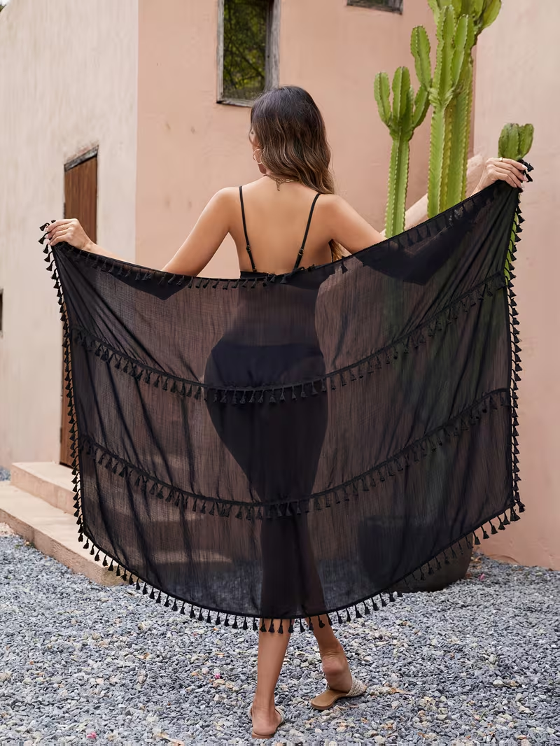 Boho Fringe 1pc Beach Towel Wrap Sarong