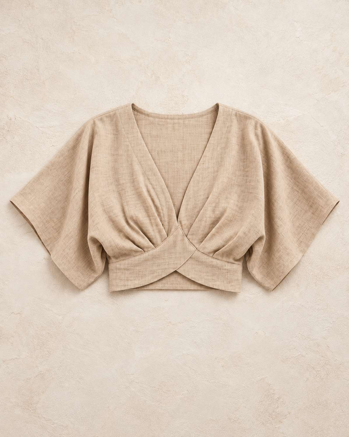 V Neck Tie Detail Blouse Natur