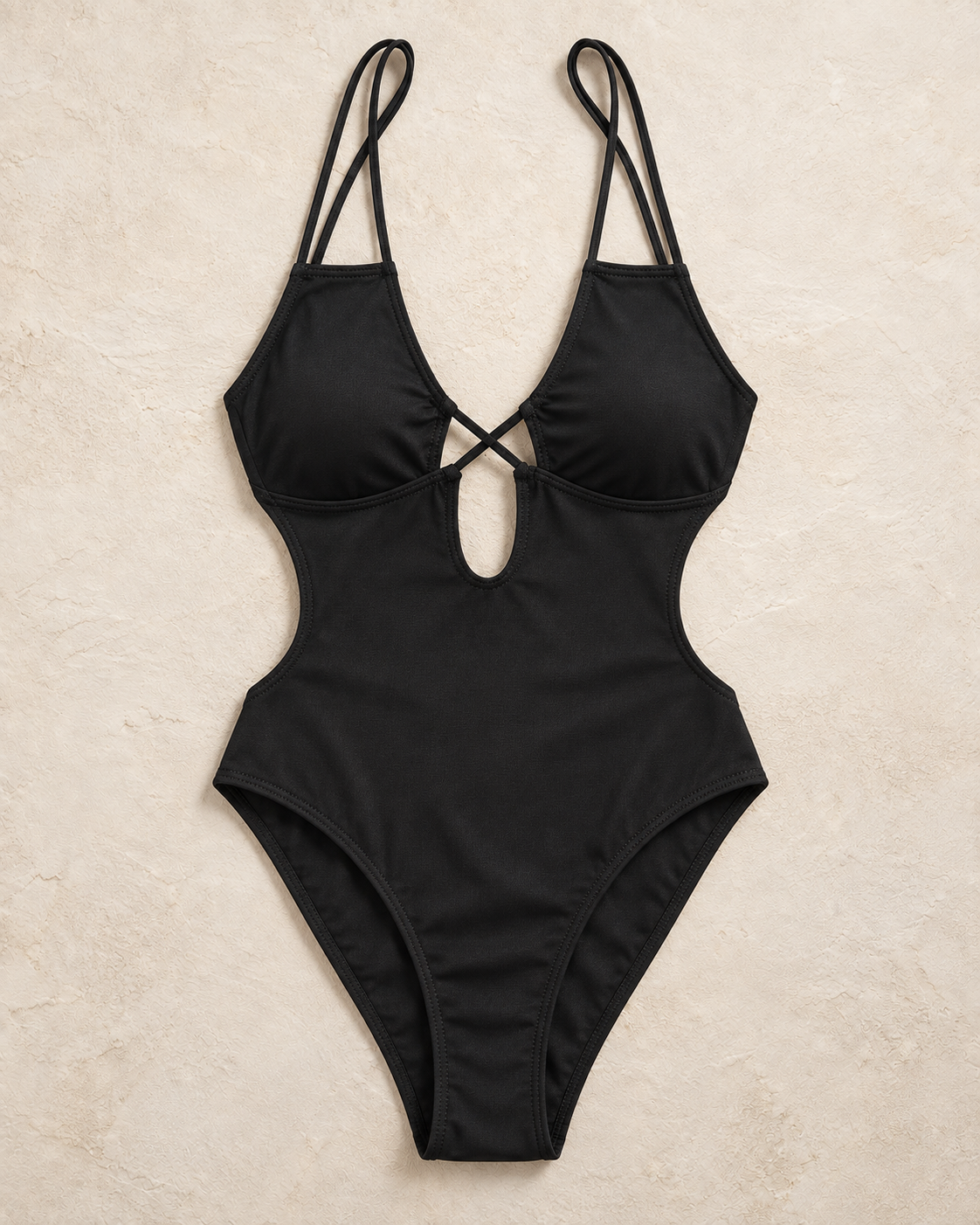 Black Tunnel Deep V-Neck Covered Brazilian Mayokini