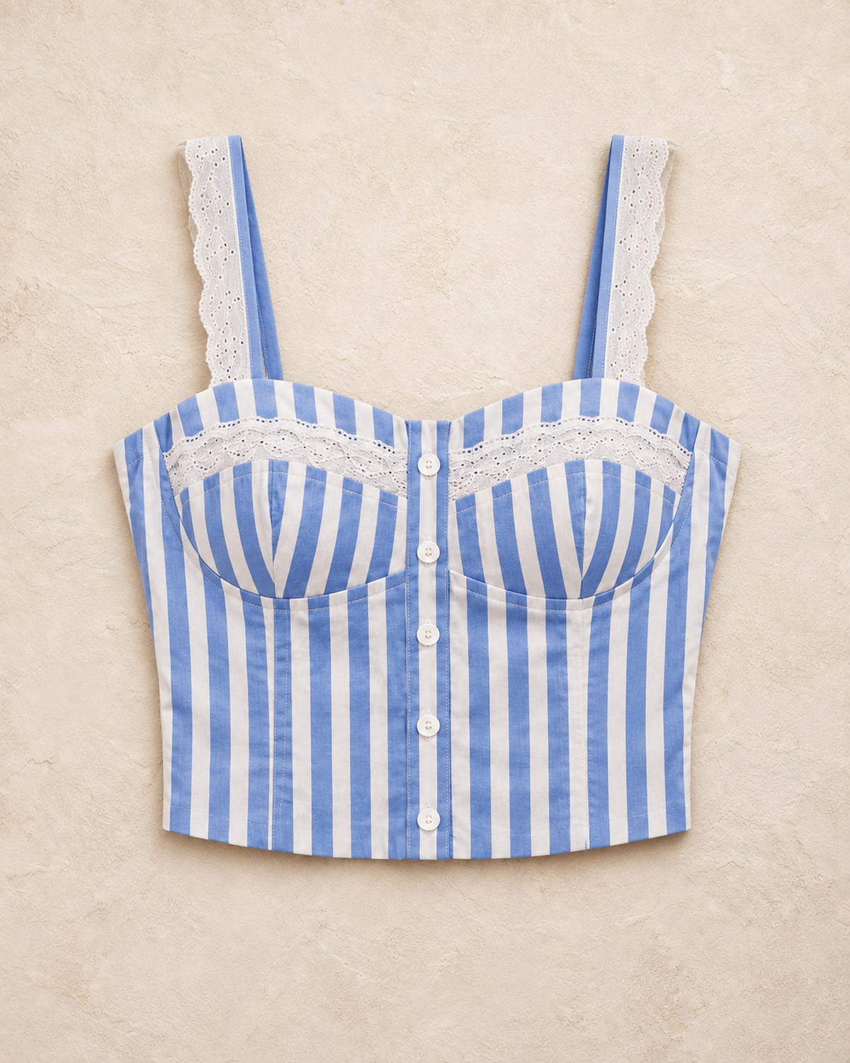 Embroidery Detailed Crop Blouse Blue