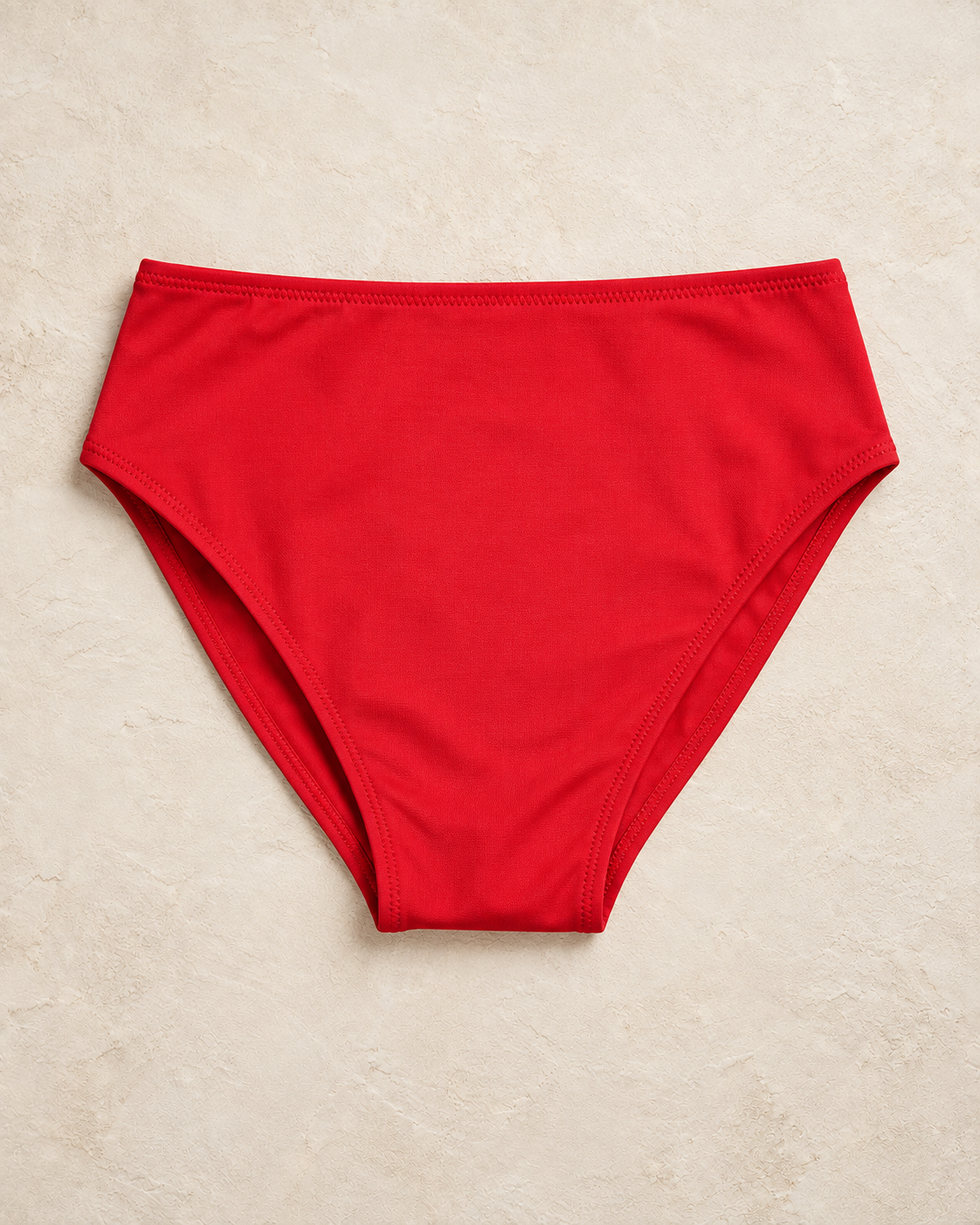 Red V-Cut Regular High Waist Bikini Bottom