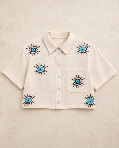 Embroidered Detailed Shirt Natur