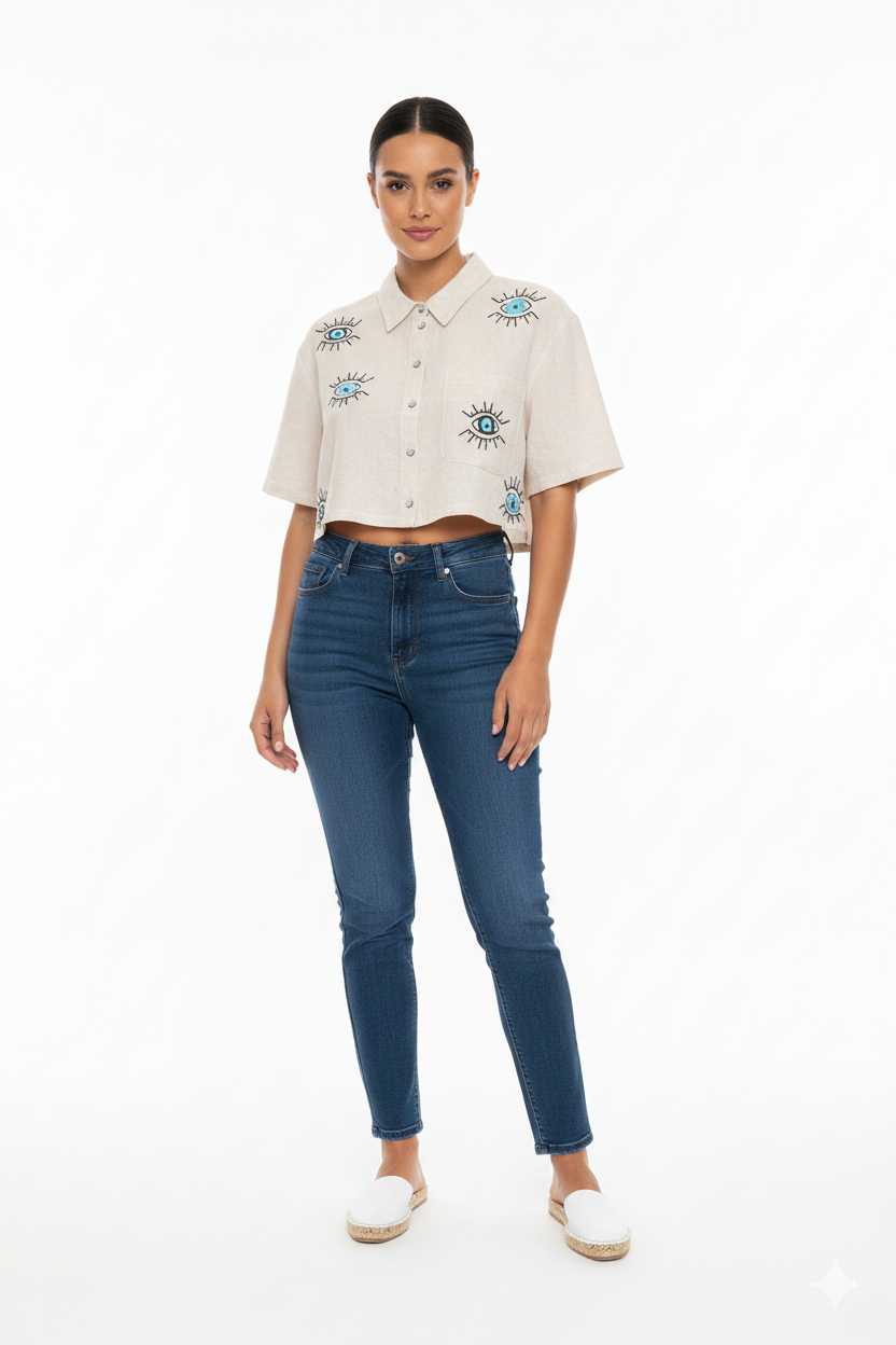 Embroidered Detailed Shirt Natur