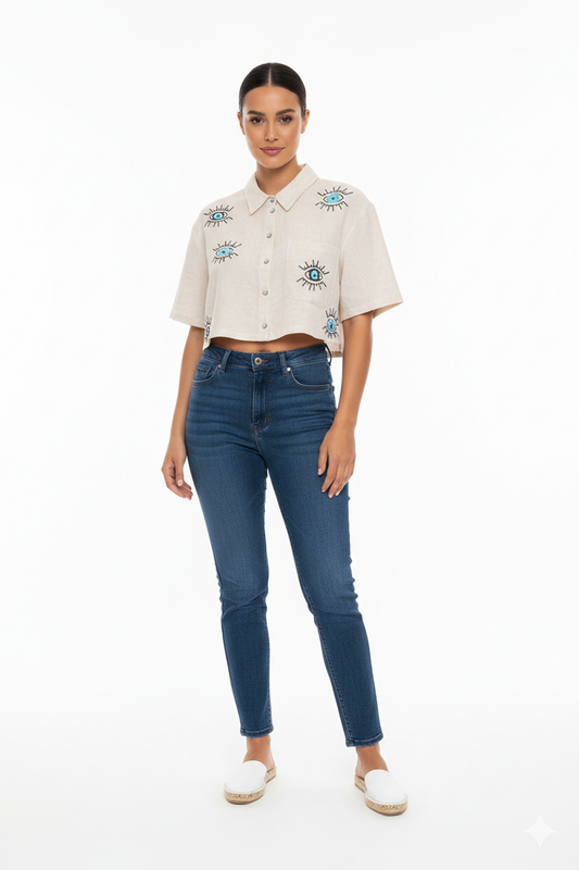 Embroidered Detailed Shirt Natur