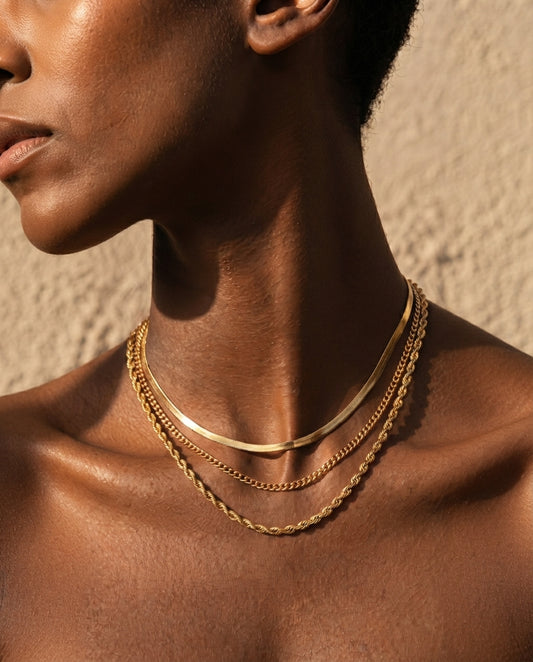 Golden Stainless Steel Layered Necklace