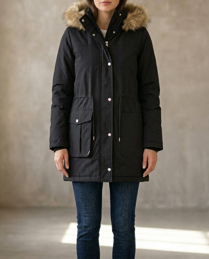 Black jacket with one pocket and a hood