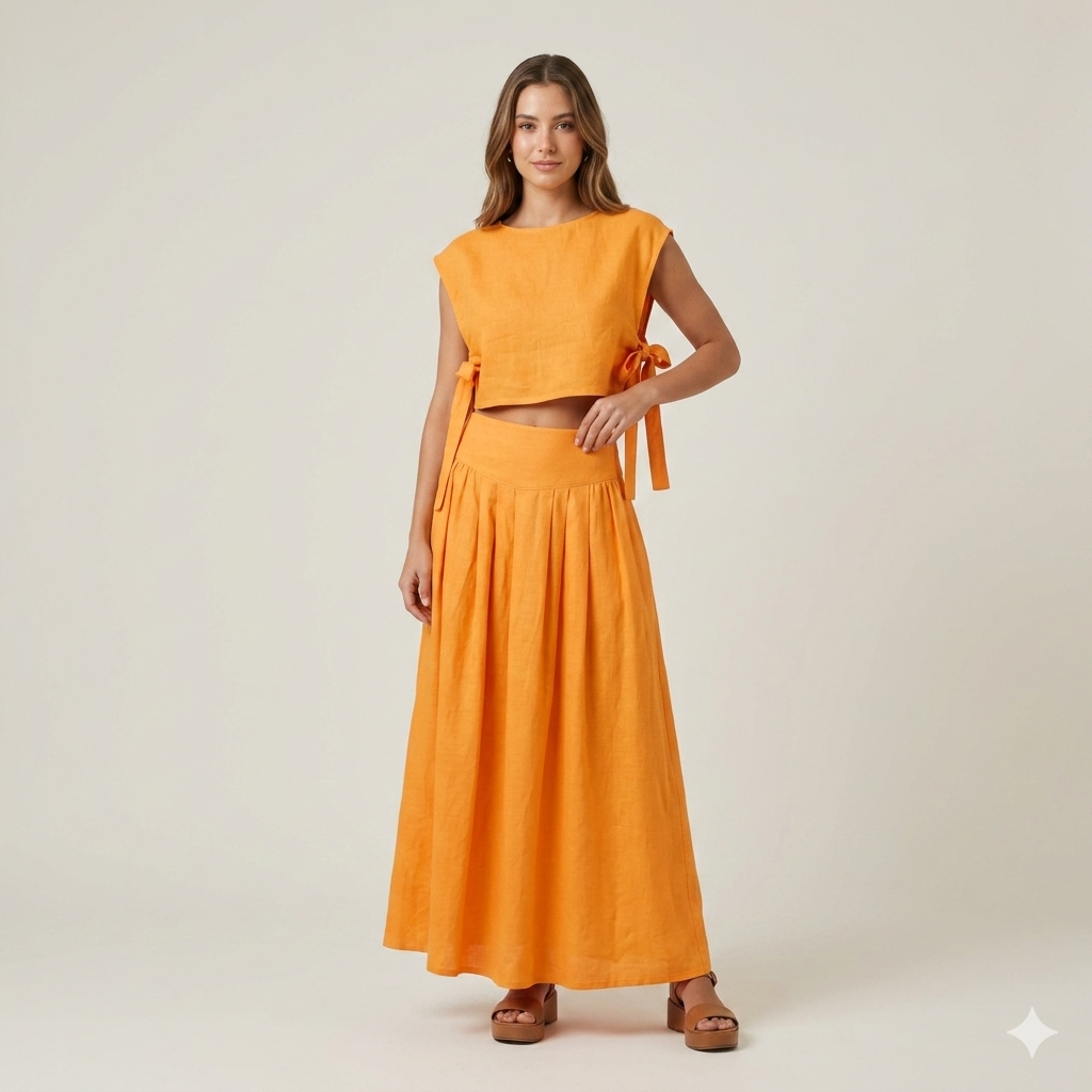Orange Top & Skirt Set