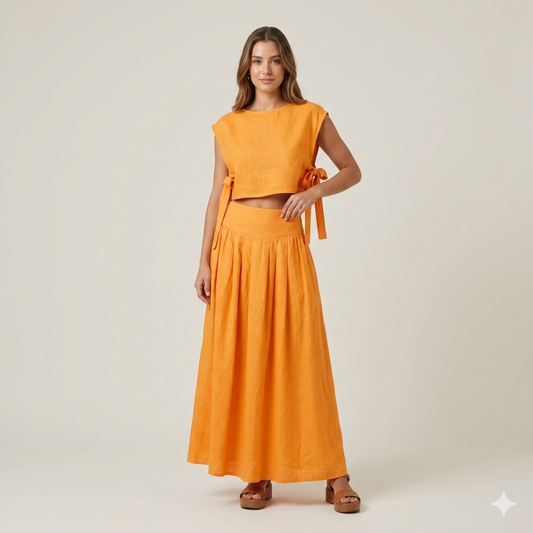 Orange Top & Skirt Set