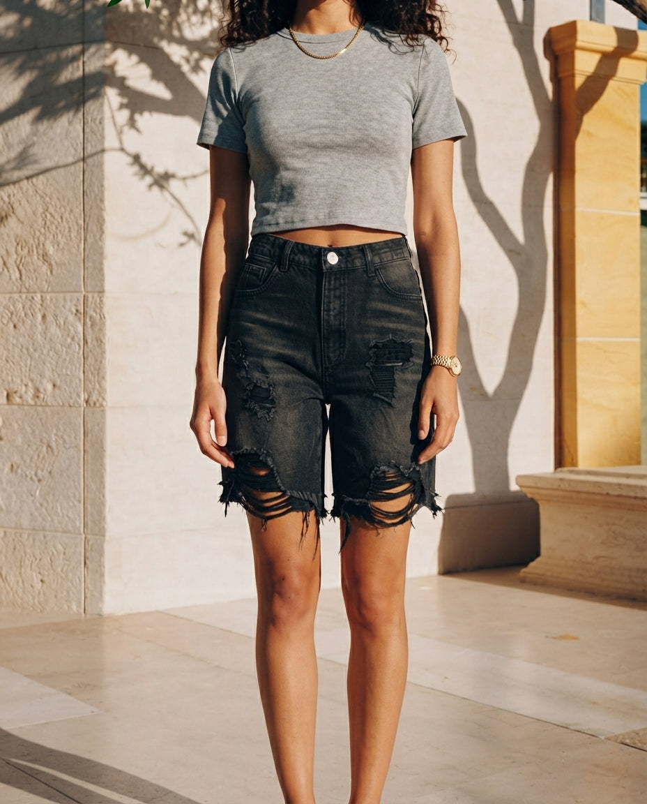 Women'S Distressed Casual Fashion Versatile Denim Shorts