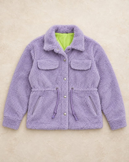 Stylish mauve jacket with pockets.