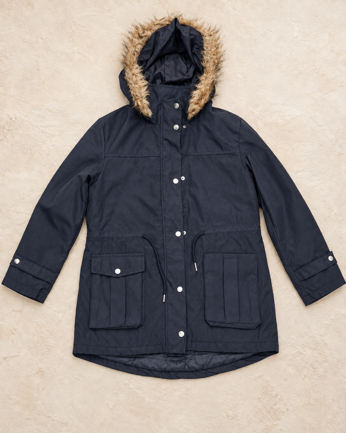 Black jacket with one pocket and a hood
