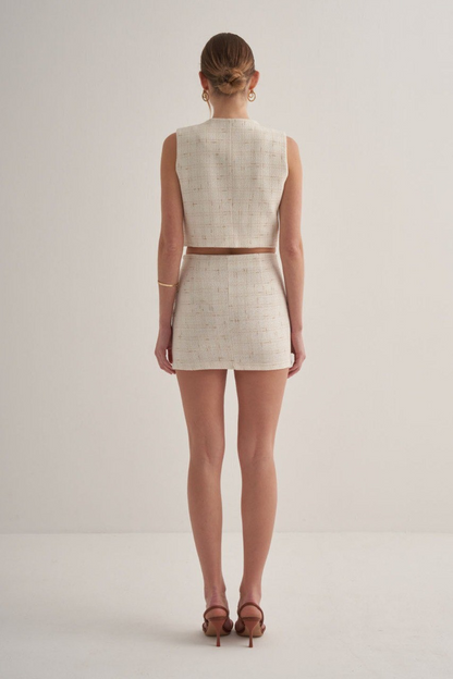 Detailed Off-White Buttoned Vest