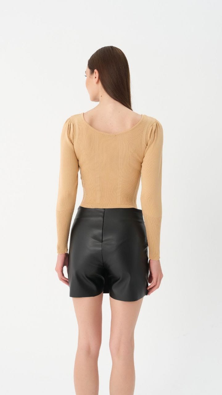 Faux Leather Detailed Short