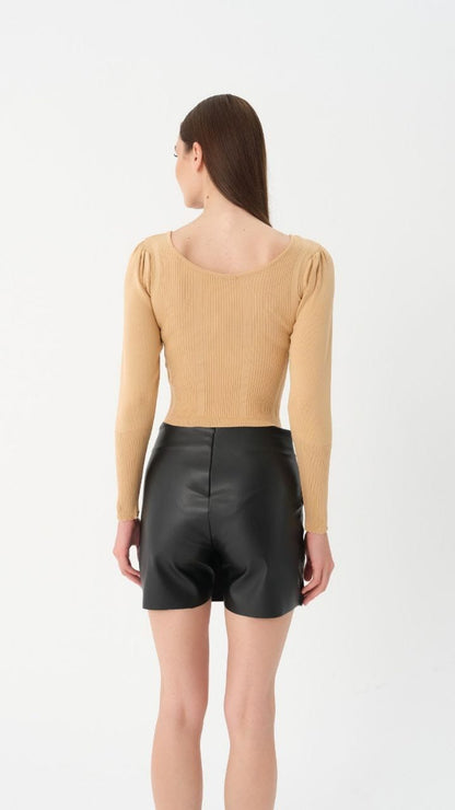 Faux Leather Detailed Short
