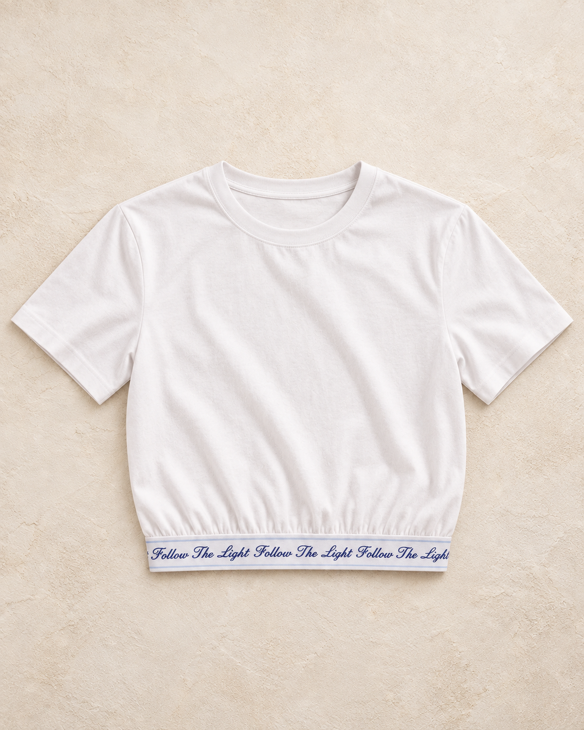 Short-Sleeve T-Shirt with Elastic Waist Detail, Ecru