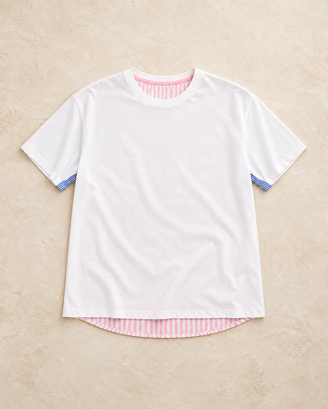 Striped Detail T-shirt Ecru