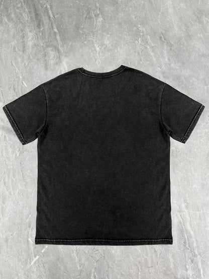 Letter Print Loose Round Neck Fashion Women's Wash Short Sleeve.