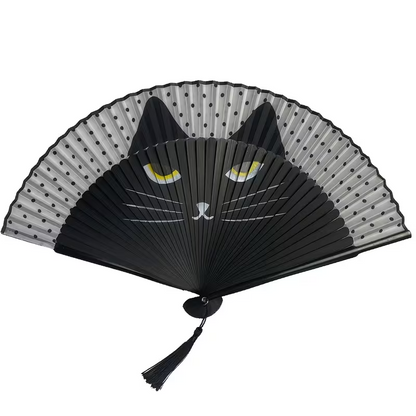 A Black Cat Folding Fan for The Wedding Ball Party