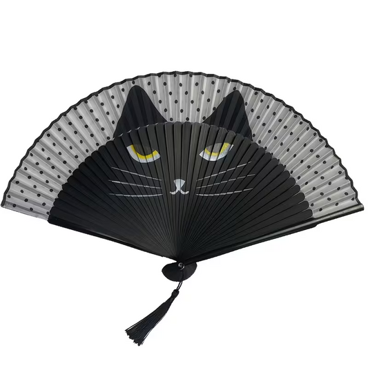 A Black Cat Folding Fan for The Wedding Ball Party