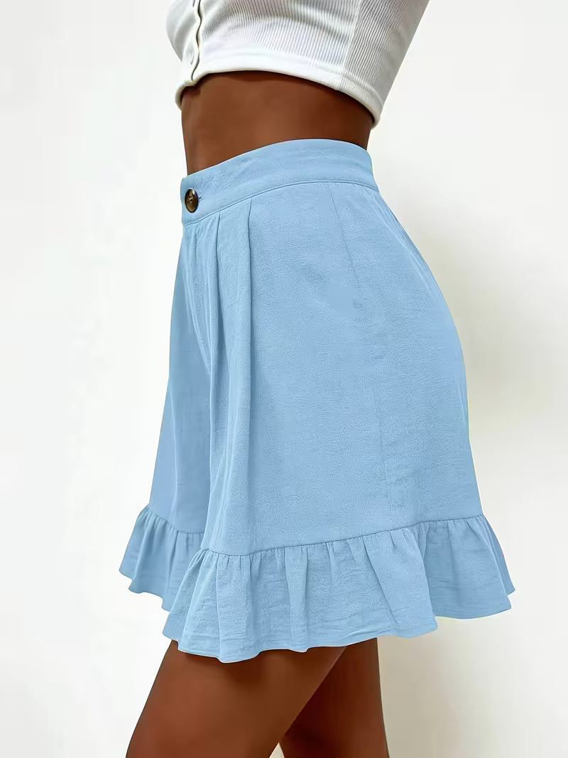 Ladies Loose Casual Ruffled Shorts