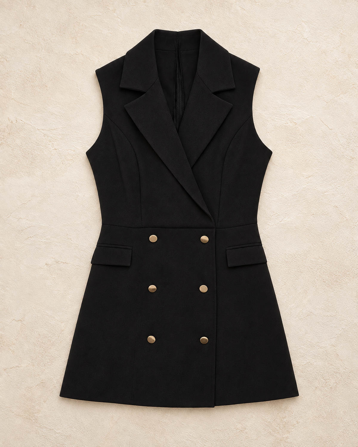 Black Jacket Collar Button Closure Mini Jumpsuit