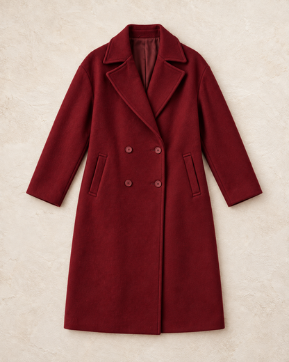 Burgundy Oversize Wide Cut Long Wool Cashmere Coat