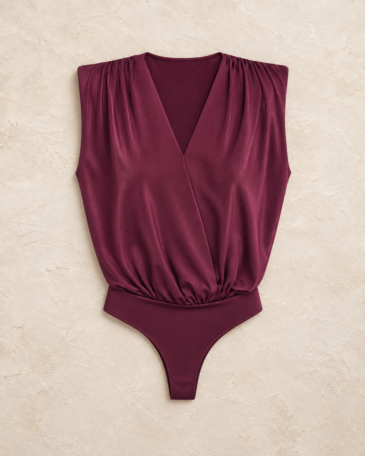 Plum Padded Double Breasted Collar Flexible Snap Fastener Knitted Body