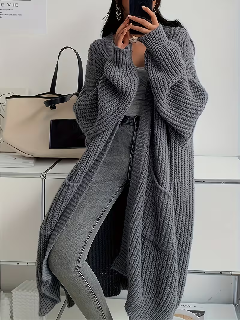 New Autumn And Winter Casual Women'S Long Sleeve Cardigan with Pockets