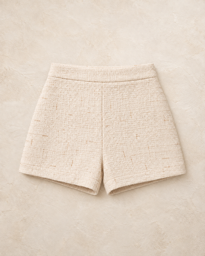 Detailed Patterned Beige Short