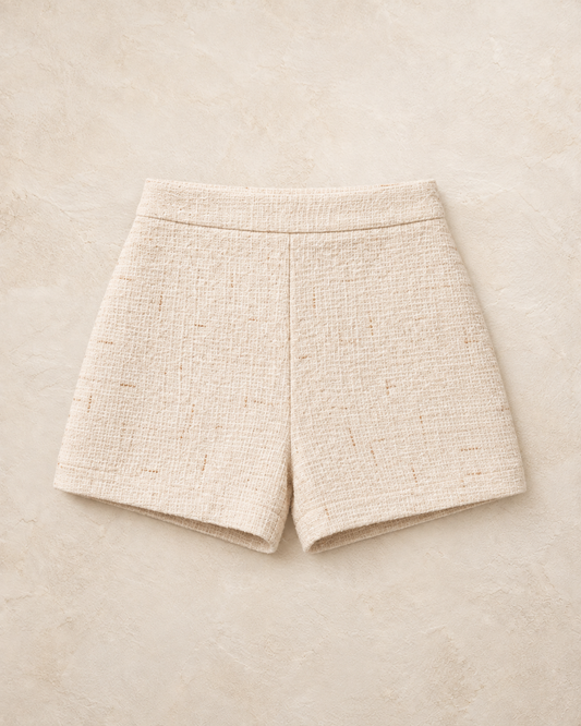Detailed Patterned Beige Short