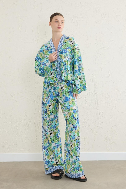 Patterned Matched Trousers Green