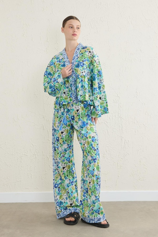 Patterned Matched Trousers Green