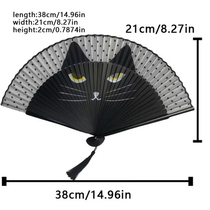 A Black Cat Folding Fan for The Wedding Ball Party