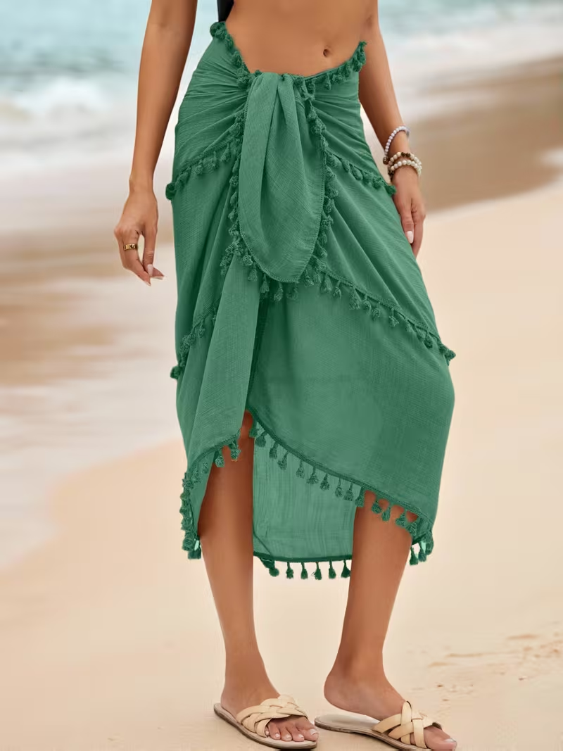 Boho Fringe 1pc Beach Towel Wrap Sarong