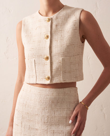 Detailed Off-White Buttoned Vest