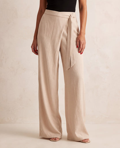 Detailed Beige Wide Pants