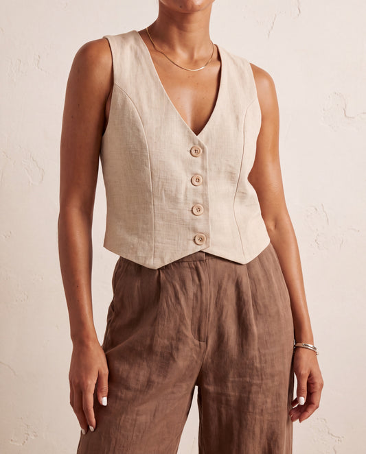 Beige Buttoned Vest