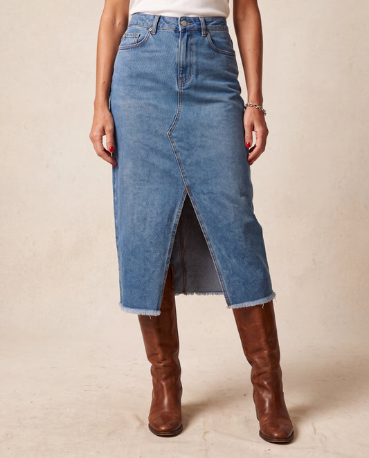 Denim Cut-Out Blue Skirt