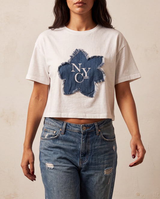 Embroidery Detailed T-shirt Ecru