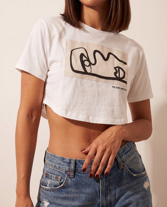 Cropped Off-White Printed T-Shirt