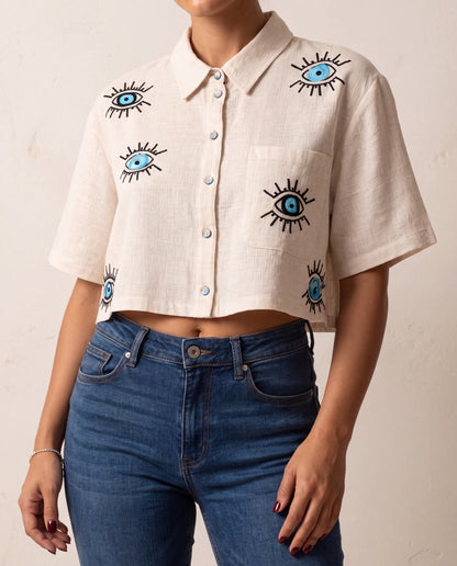 Embroidered Detailed Shirt Natur